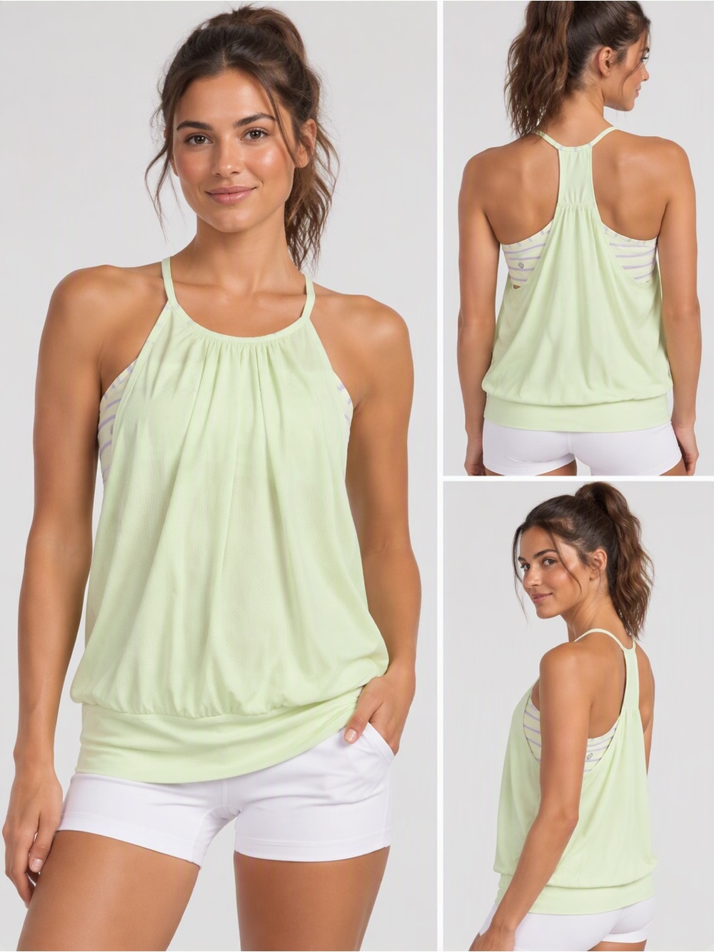 Lululemon No Limits Pale Lime Racerback Tank w/built-in Sports Bra 🧘, Size 8